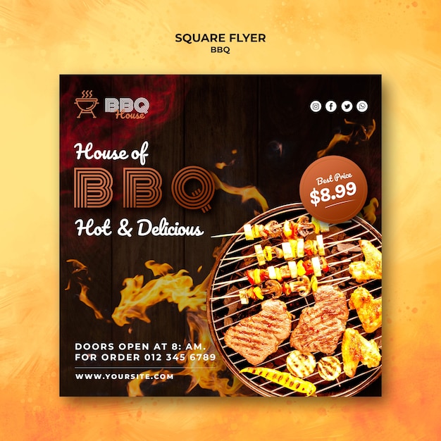 Gratis PSD sjabloon voor flyer met barbecue