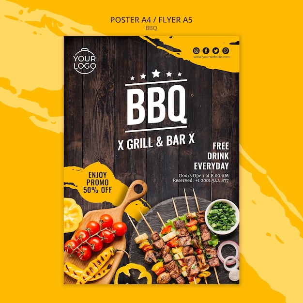 Sjabloon voor folder met bbq-concept