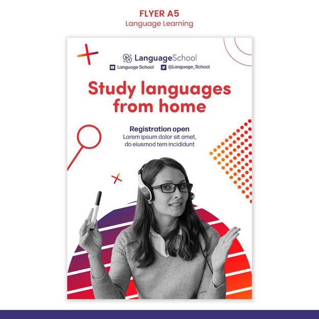 Sjabloon voor folder over talen studeren