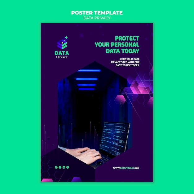 Gratis PSD sjabloon voor gegevensprivacyposter