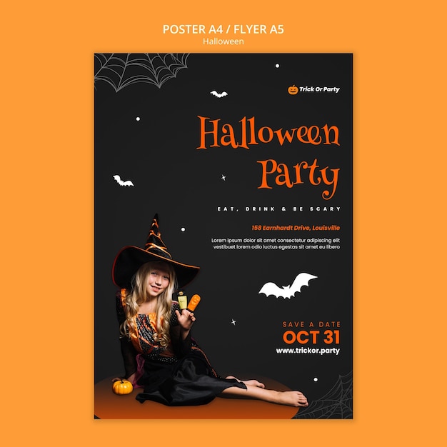 Gratis PSD sjabloon voor halloween-feestposter