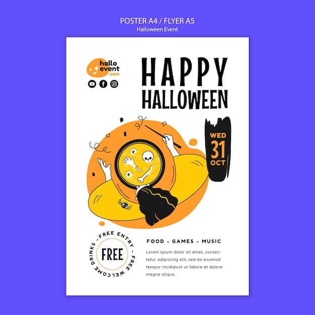 Gratis PSD sjabloon voor halloween-feestposter