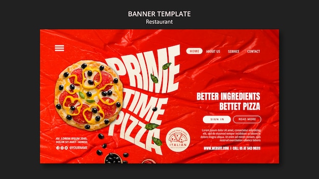 Gratis PSD sjabloon voor heerlijk italiaans eten horizontale banner