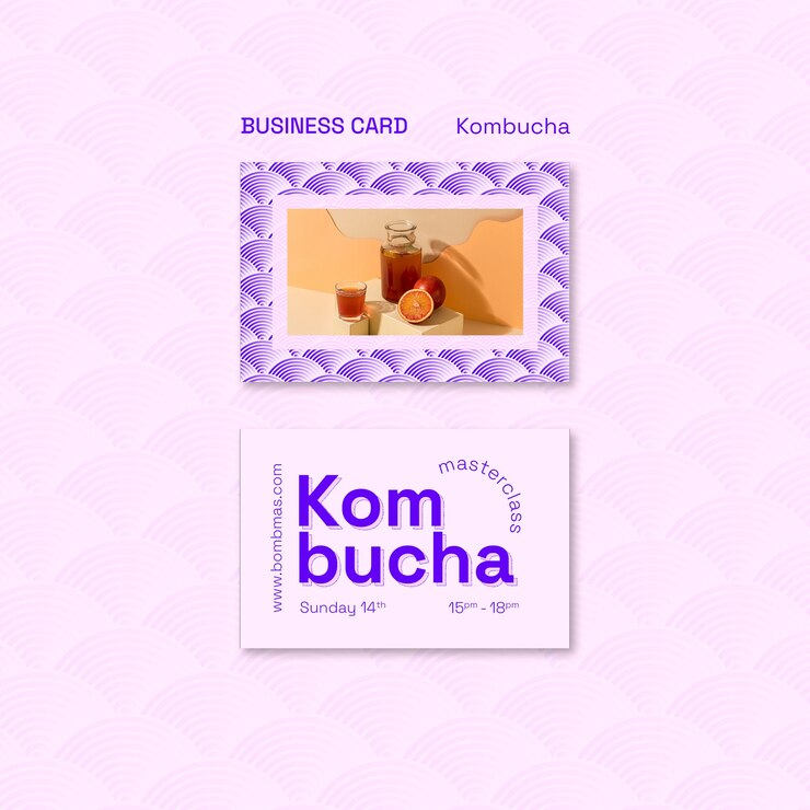 Gratis PSD sjabloon voor heerlijke kombucha-visitekaartjes