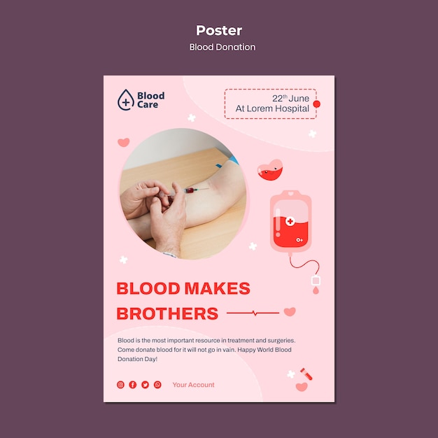 Gratis PSD sjabloon voor het doneren van bloedposter