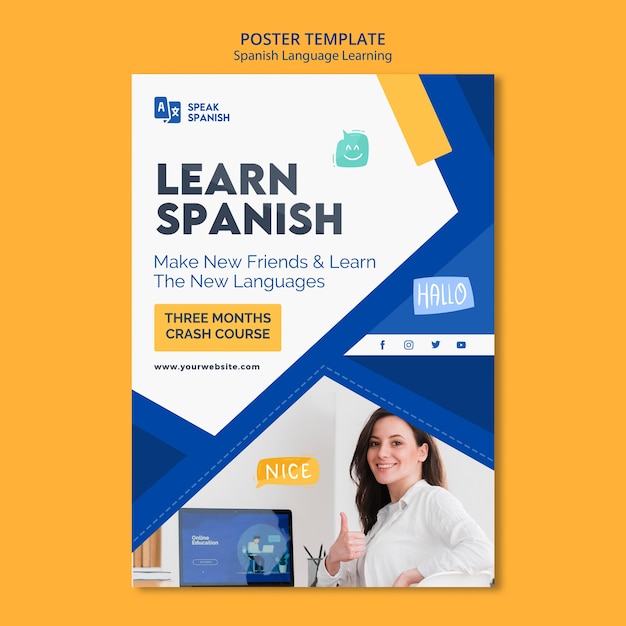 Gratis PSD sjabloon voor het leren van de spaanse taal