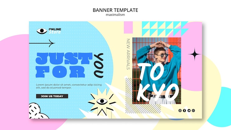 Gratis PSD sjabloon voor horizontaal spandoek in maximalistische stijl