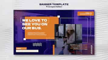 Gratis PSD sjabloon voor horizontaal spandoek openbaar busvervoer met stippenontwerp