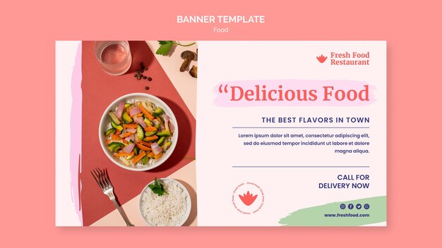 Sjabloon voor horizontaal spandoek voor heerlijk eten