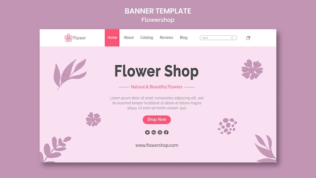 Gratis PSD sjabloon voor horizontale banner van bloemenwinkel