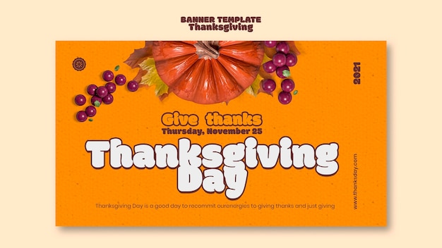 Gratis PSD sjabloon voor horizontale banner van happy thanksgiving day