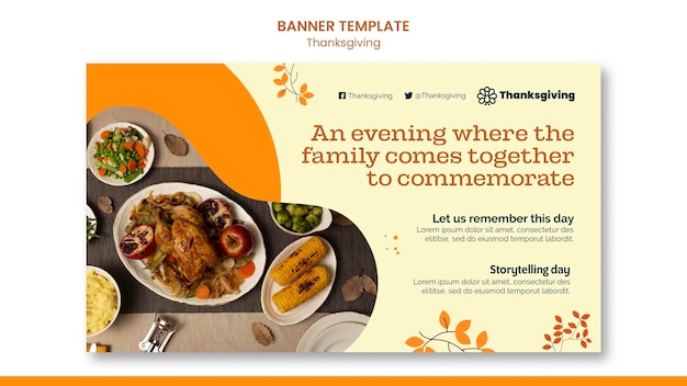 Gratis PSD sjabloon voor horizontale banner van happy thanksgiving day