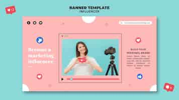 Gratis PSD sjabloon voor horizontale banner van influencer