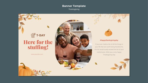 Sjabloon voor horizontale banner van Thanksgiving-dag