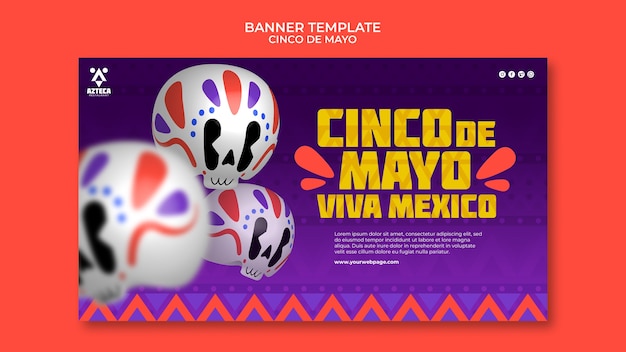 Gratis PSD sjabloon voor horizontale banner voor cinco de mayo-evenement