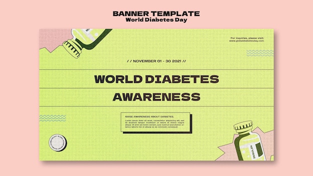 Gratis PSD sjabloon voor horizontale banner voor creatieve werelddiabetes