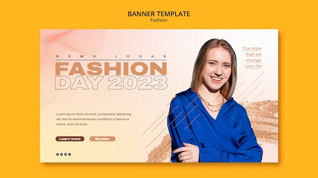 Gratis PSD sjabloon voor horizontale banner voor modedag 2023