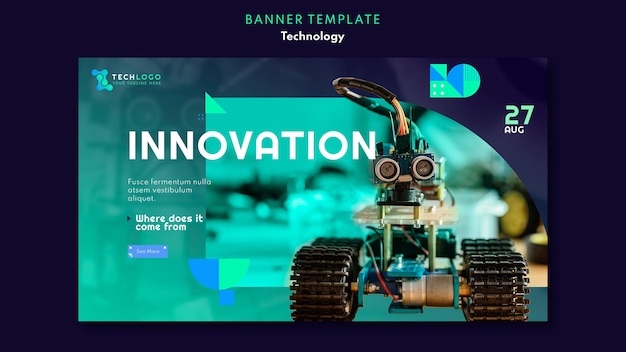 Gratis PSD sjabloon voor horizontale bannertechnologie