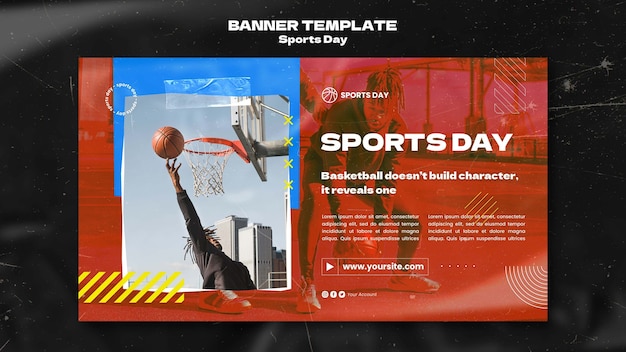 Gratis PSD sjabloon voor horizontale spandoek sportdag