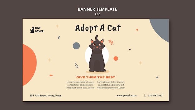 Gratis PSD sjabloon voor horizontale spandoek voor adoptie van katten