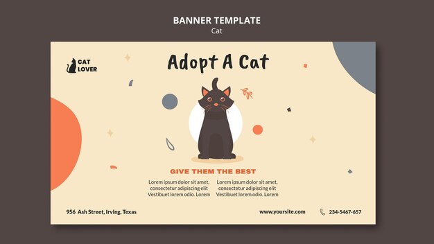 Sjabloon voor horizontale spandoek voor adoptie van katten