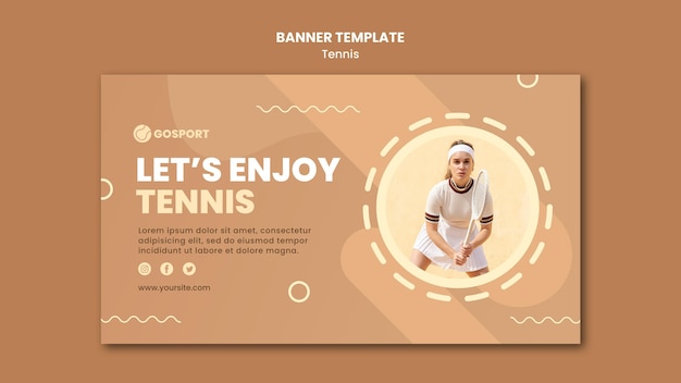 Gratis PSD sjabloon voor horizontale spandoek voor het spelen van tennis