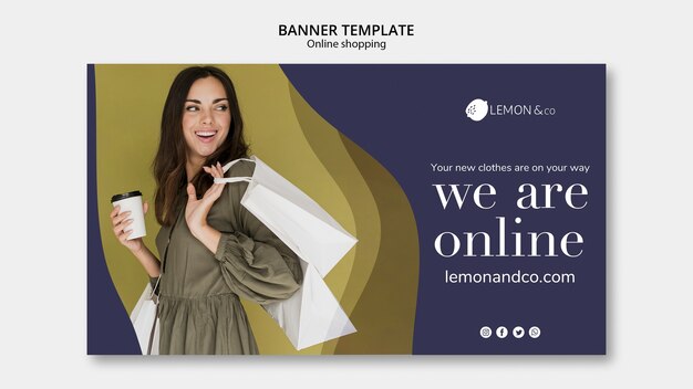 Sjabloon voor horizontale spandoek voor online mode verkoop