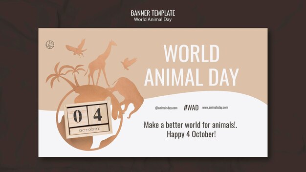 Sjabloon voor horizontale spandoek Werelddierendag