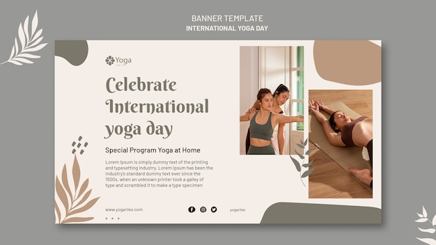 Gratis PSD sjabloon voor horizontale viering van internationale yogadag