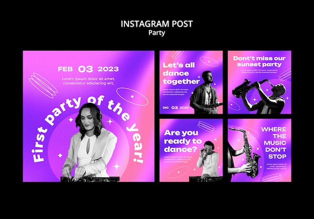 Gratis PSD sjabloon voor instagram-posts voor feestjes