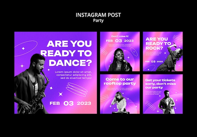 Sjabloon voor instagram-posts voor feestjes