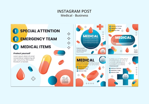Gratis PSD sjabloon voor instagramposts voor medische hulp