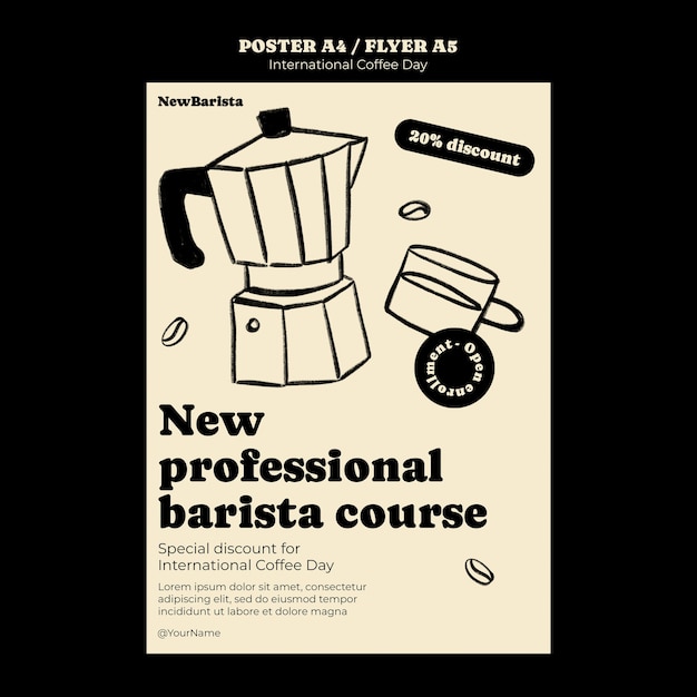 Gratis PSD sjabloon voor internationale koffiedag-poster