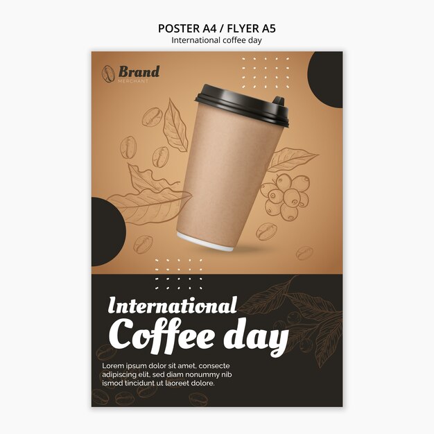 Sjabloon voor internationale koffiedag-poster