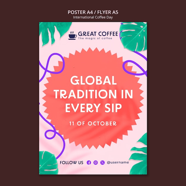 Sjabloon voor internationale koffiedag-poster