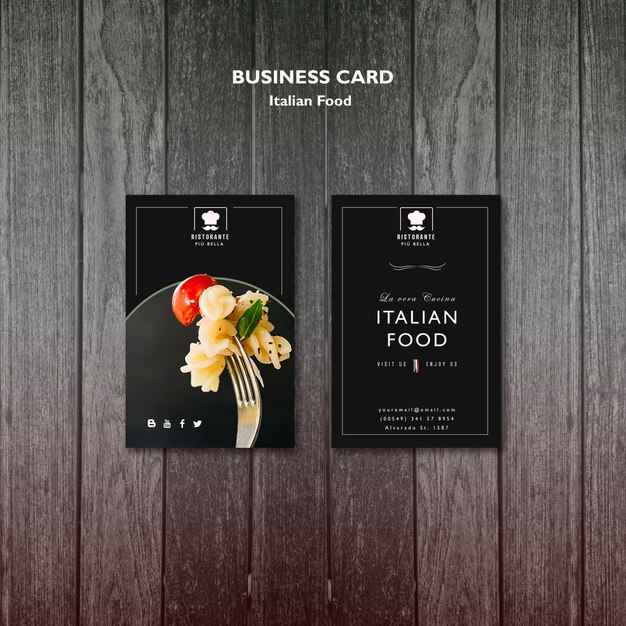 Sjabloon voor Italiaans eten visitekaartjes