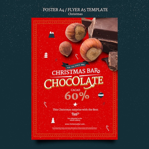 Sjabloon voor kerstchocoladeprint