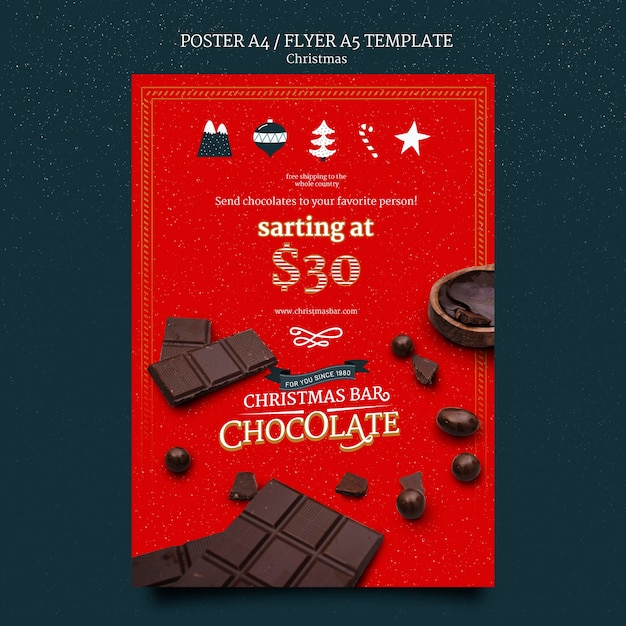 Gratis PSD sjabloon voor kerstchocoladeprint