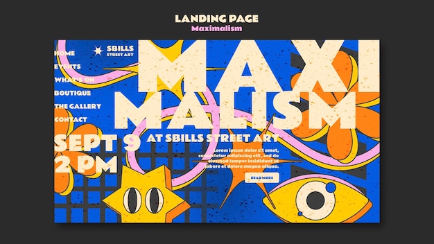 Gratis PSD sjabloon voor landingspagina's in maximalistische stijl