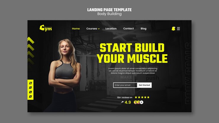 Gratis PSD sjabloon voor landingspagina's voor bodybuilding