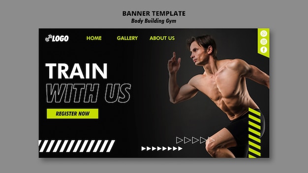 Gratis PSD sjabloon voor landingspagina's voor bodybuilding