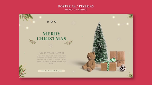 Gratis PSD sjabloon voor minimalistische kerst horizontale banner