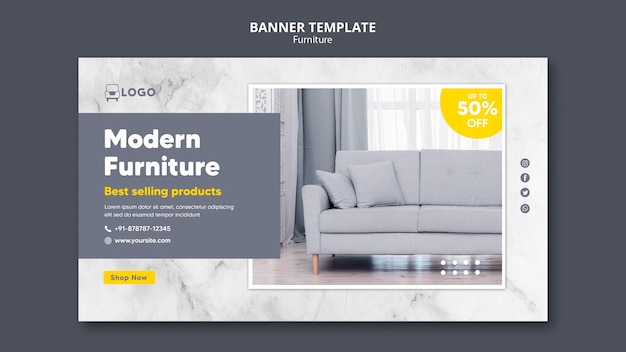 Sjabloon voor modern meubilair horizontale spandoek