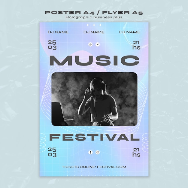 Gratis PSD sjabloon voor muziekfestival met kleurovergang