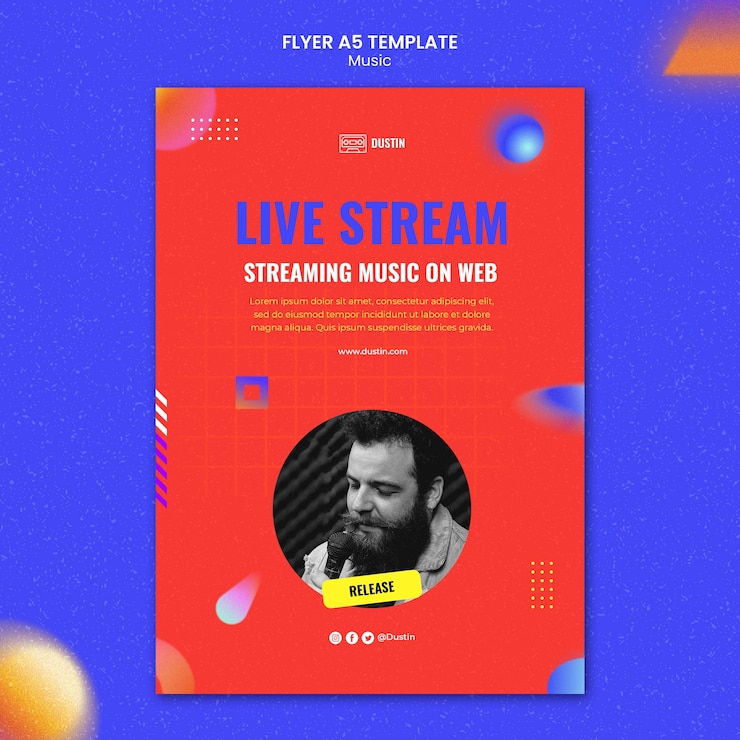 Gratis PSD sjabloon voor muziekposter met plat ontwerp