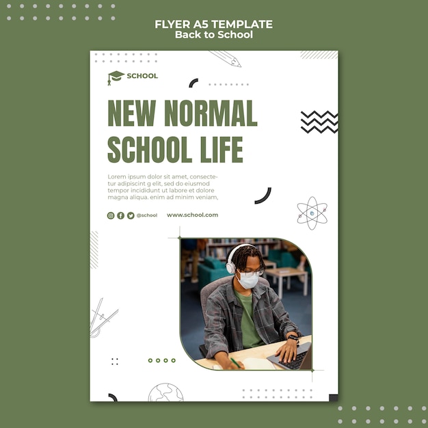 Sjabloon voor nieuw normaal schoolleven flyer