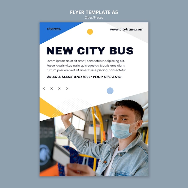 Sjabloon voor nieuwe stadsbus-flyer