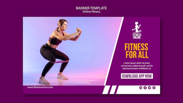 Gratis PSD sjabloon voor online fitness concept-spandoek
