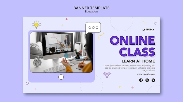 Gratis PSD sjabloon voor online klas horizontale banner