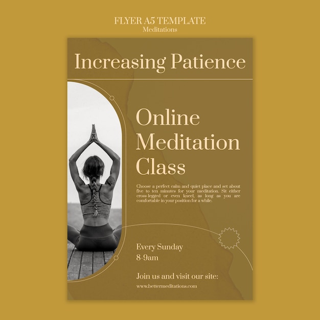 Gratis PSD sjabloon voor online meditatie-flyer